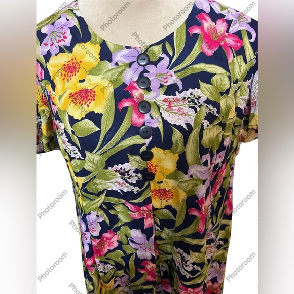 Jamie Brooke Culotte Floral Dress Round Neck Back Zip - Picture 2 of 4